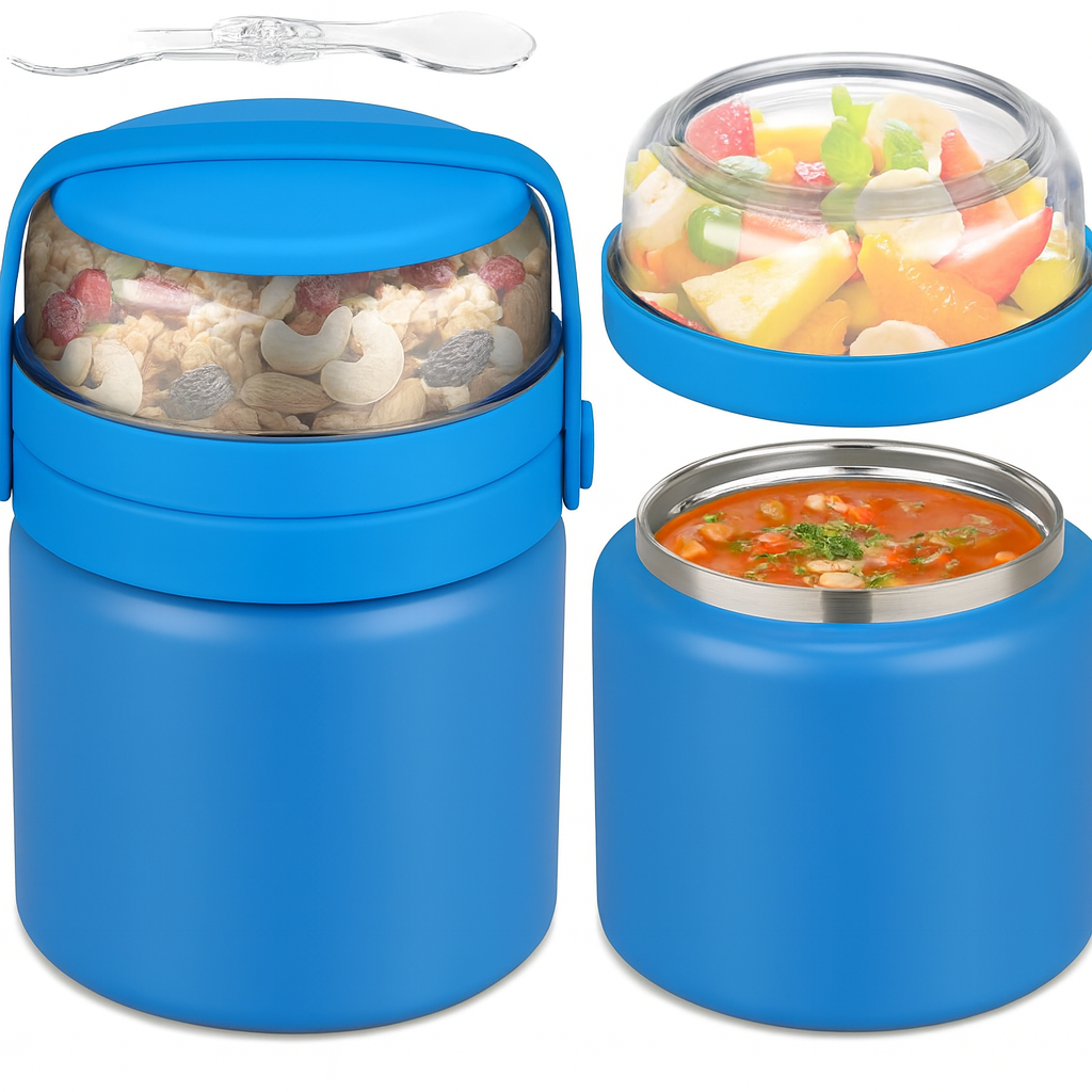 2-in-1 Insulated Food Jar with Snack Compartment