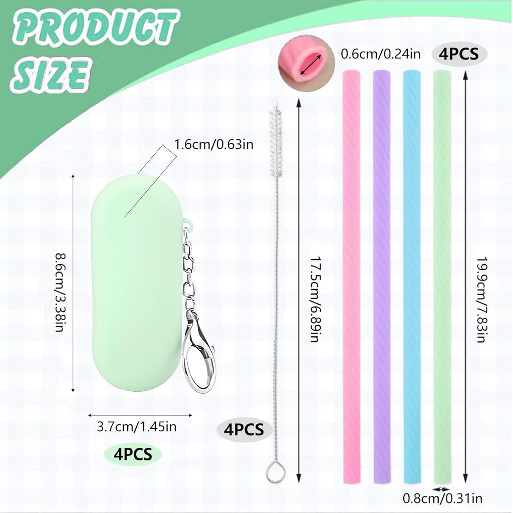 Reusable Silicone Straw Set with Case