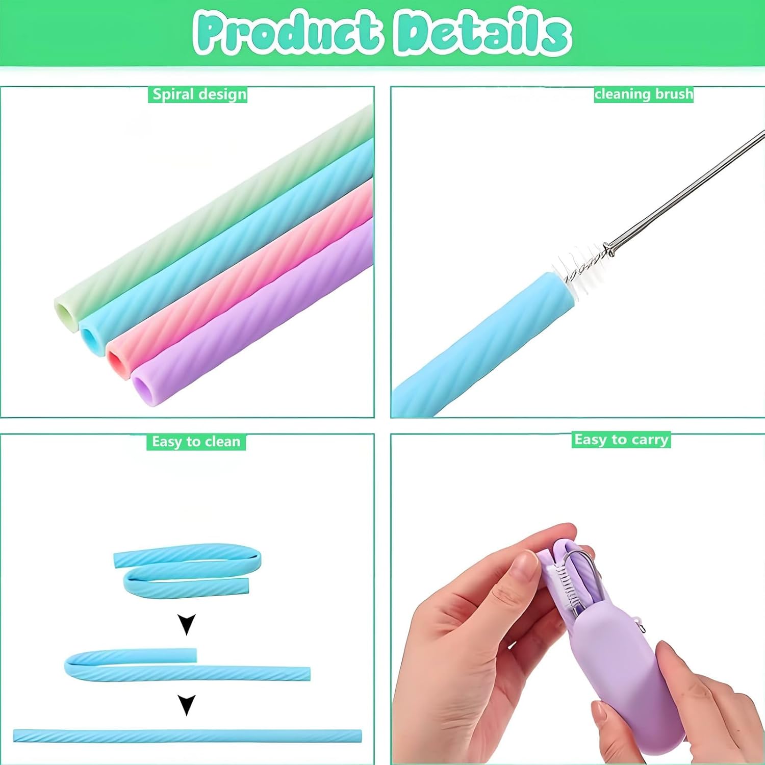 Reusable Silicone Straw Set with Case