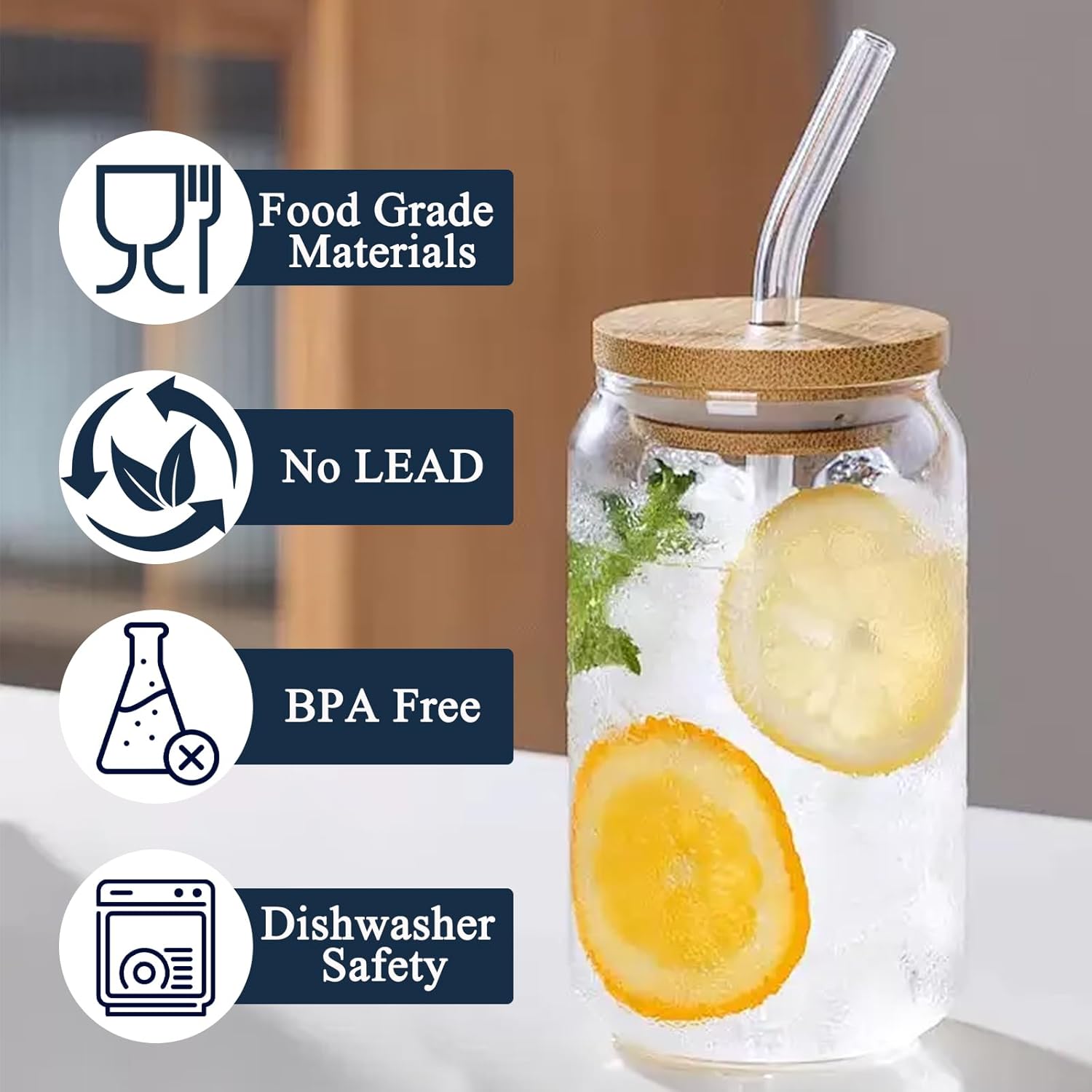 6pcs Reusable Glass Drinking Straw Set