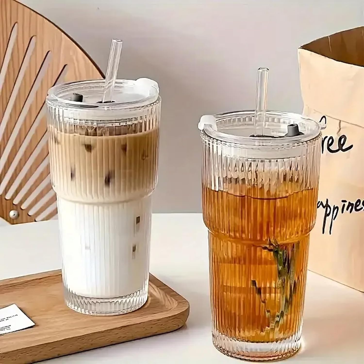6pcs Reusable Glass Drinking Straw Set