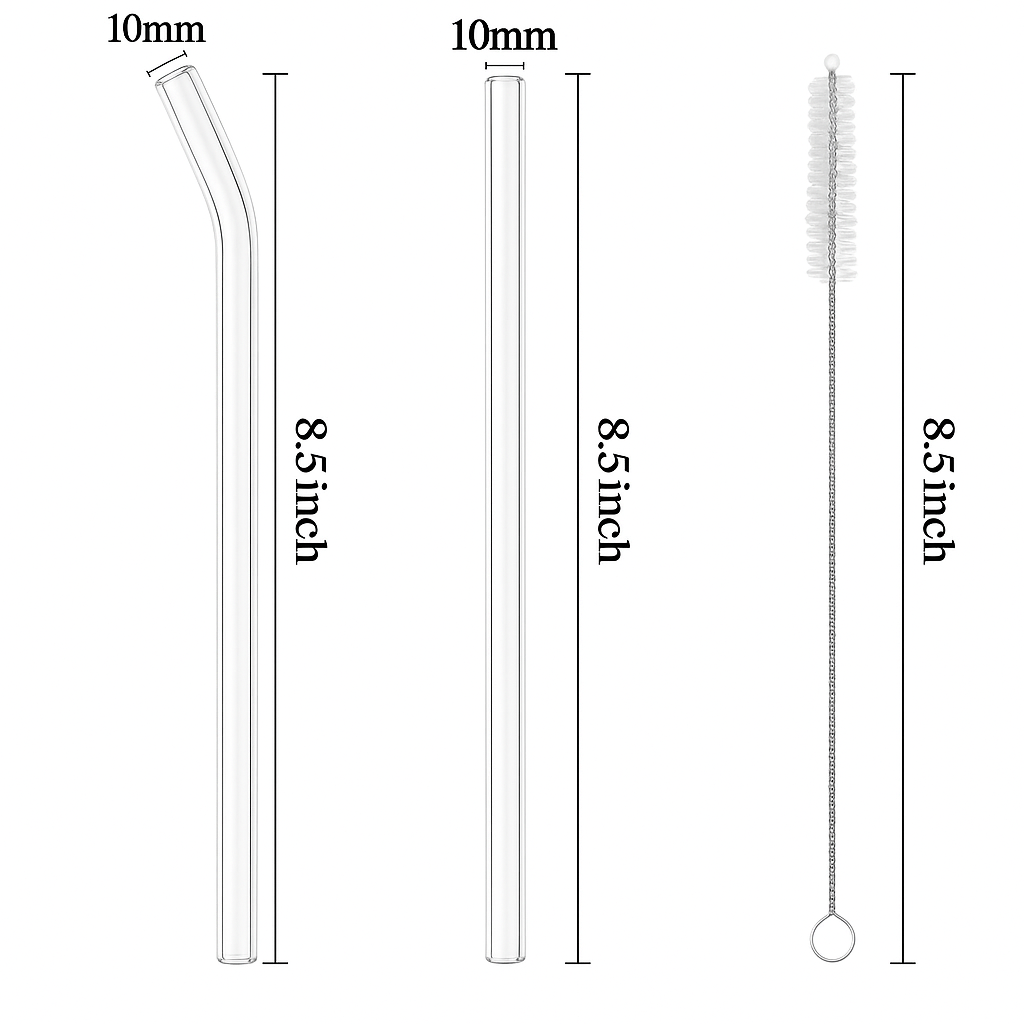 6pcs Reusable Glass Drinking Straw Set