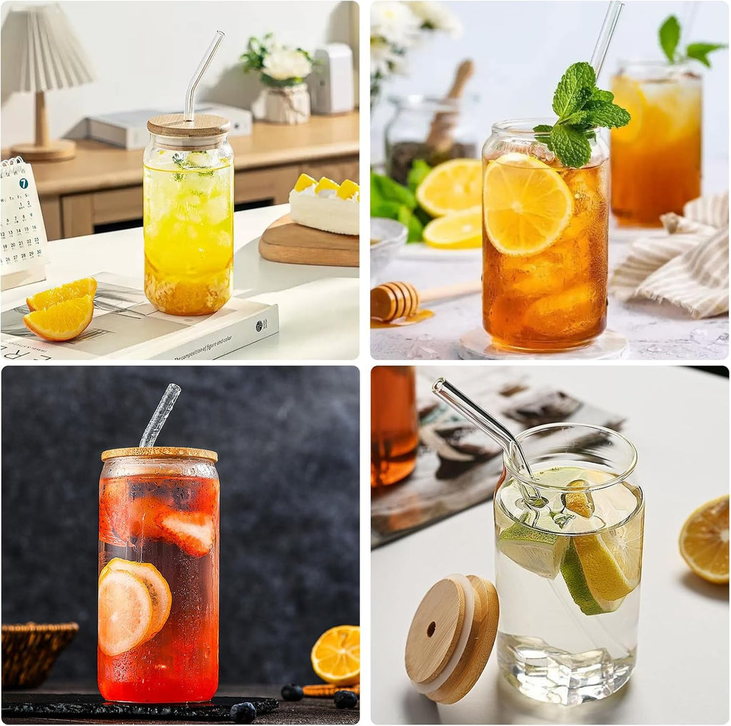 6pcs Reusable Glass Drinking Straw Set