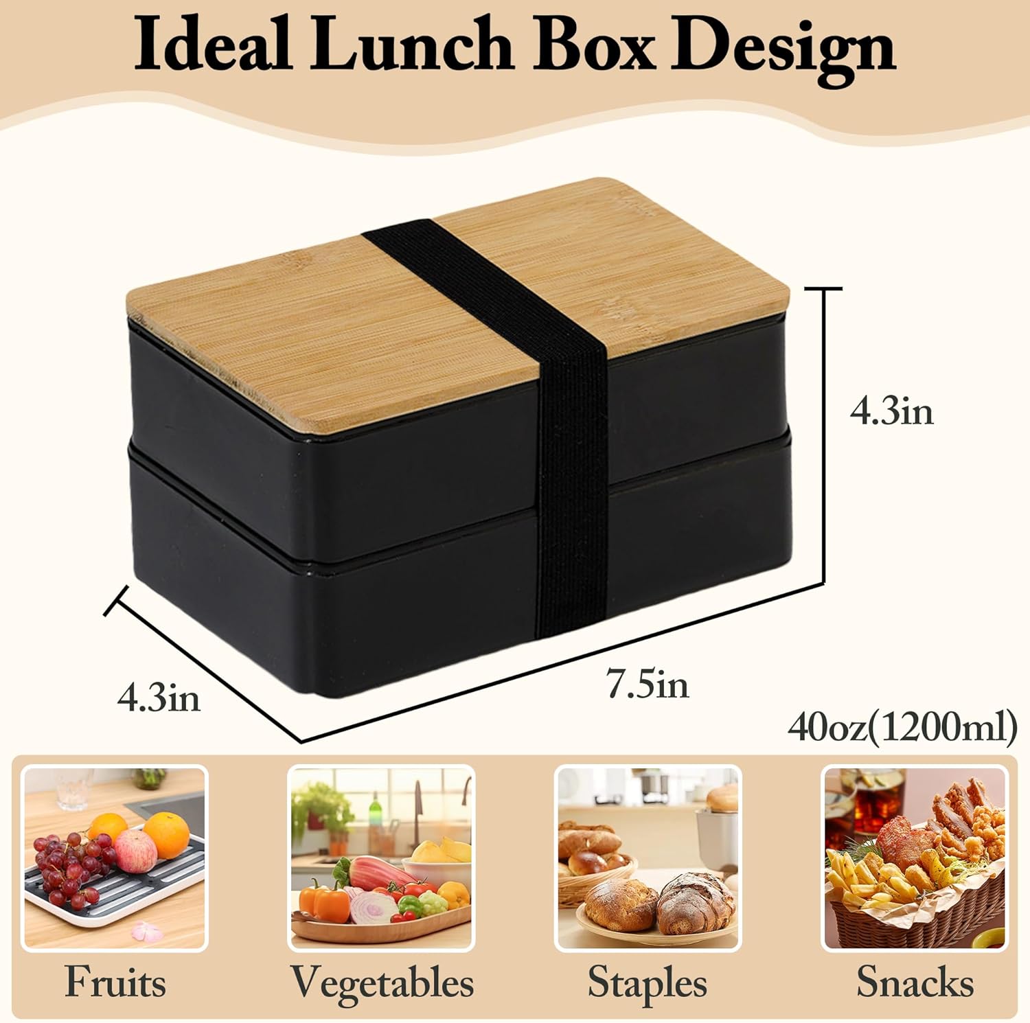 Bamboo Lid Bento Lunch Box with Utensils