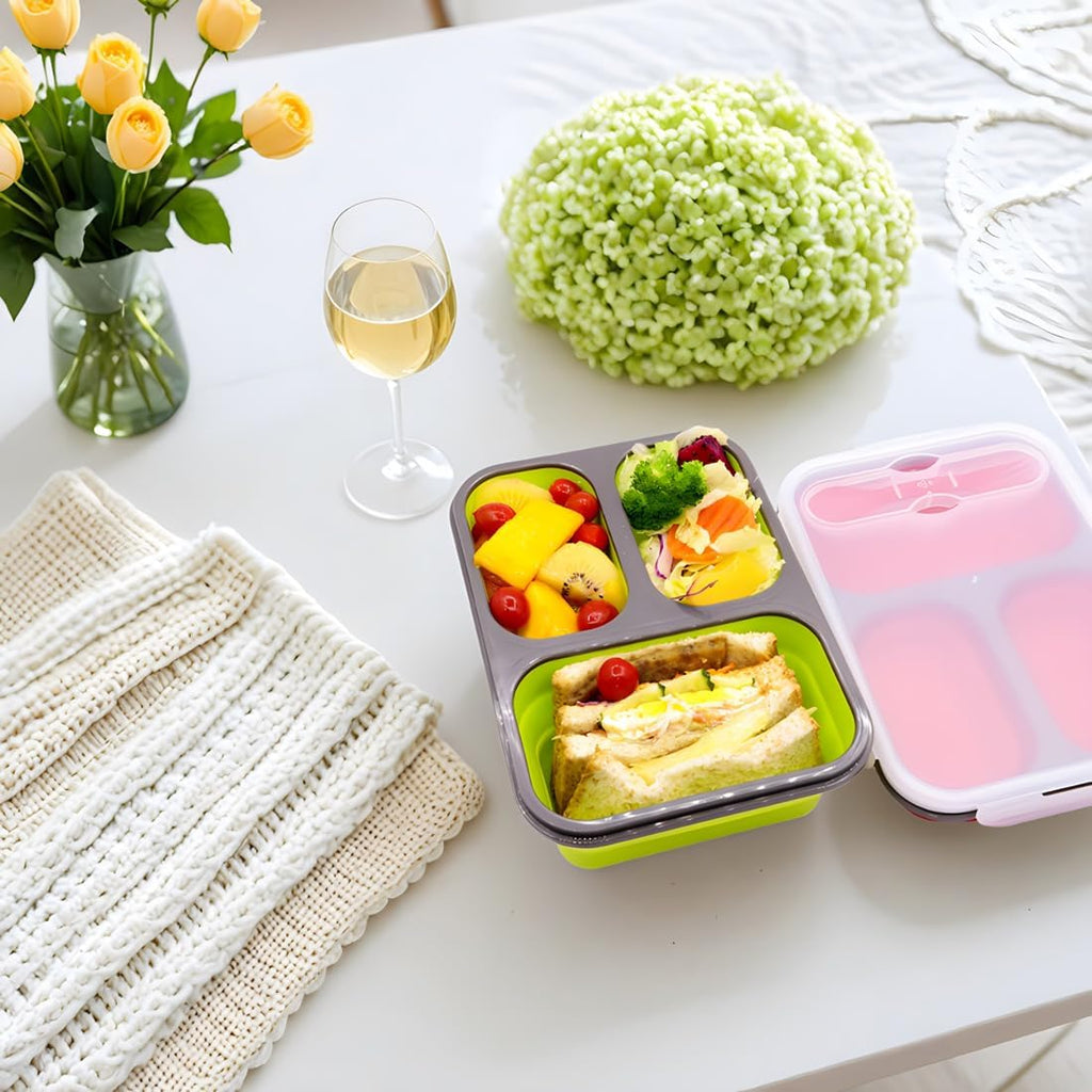 Collapsible Silicone Bento Lunch Box Set