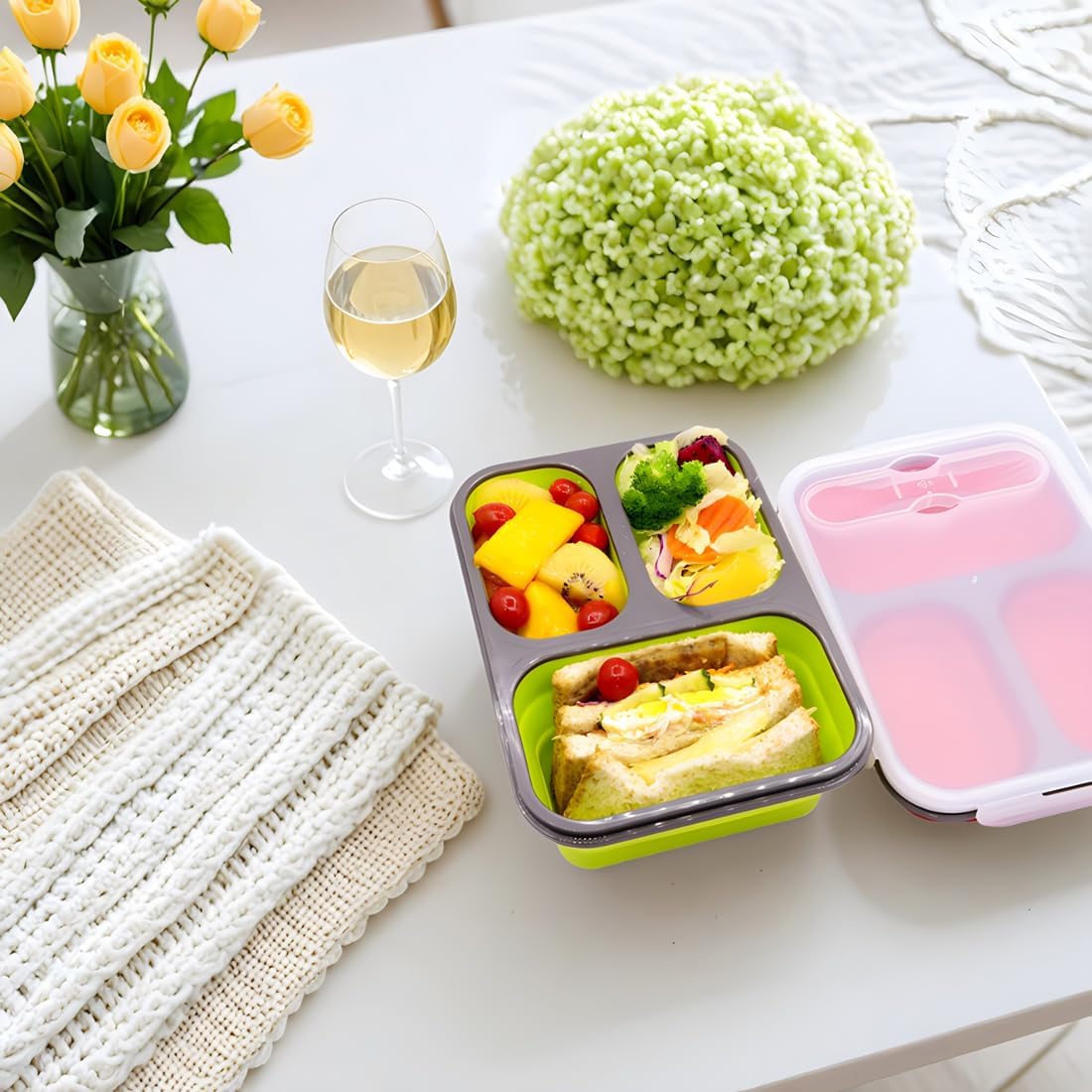 Collapsible Silicone Bento Lunch Box Set