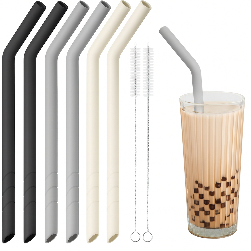 Extra Wide Silicone Straws with Brushes