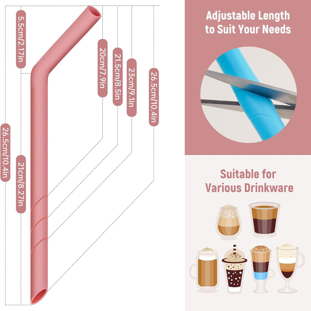 Extra Wide Silicone Straws with Brushes
