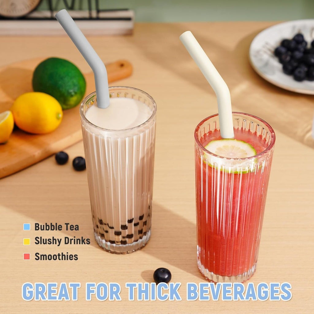 Extra Wide Silicone Straws with Brushes