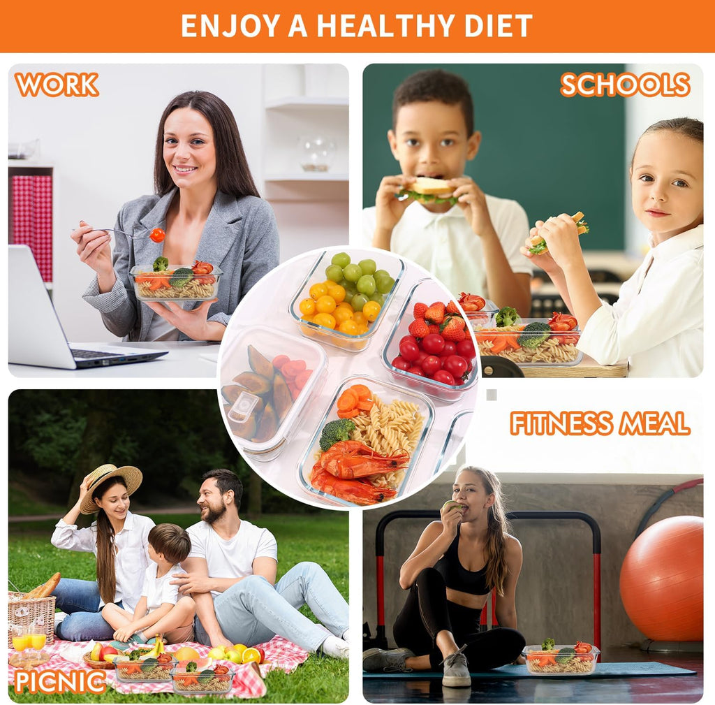 Glass Food Containers Set with Airtight Lids