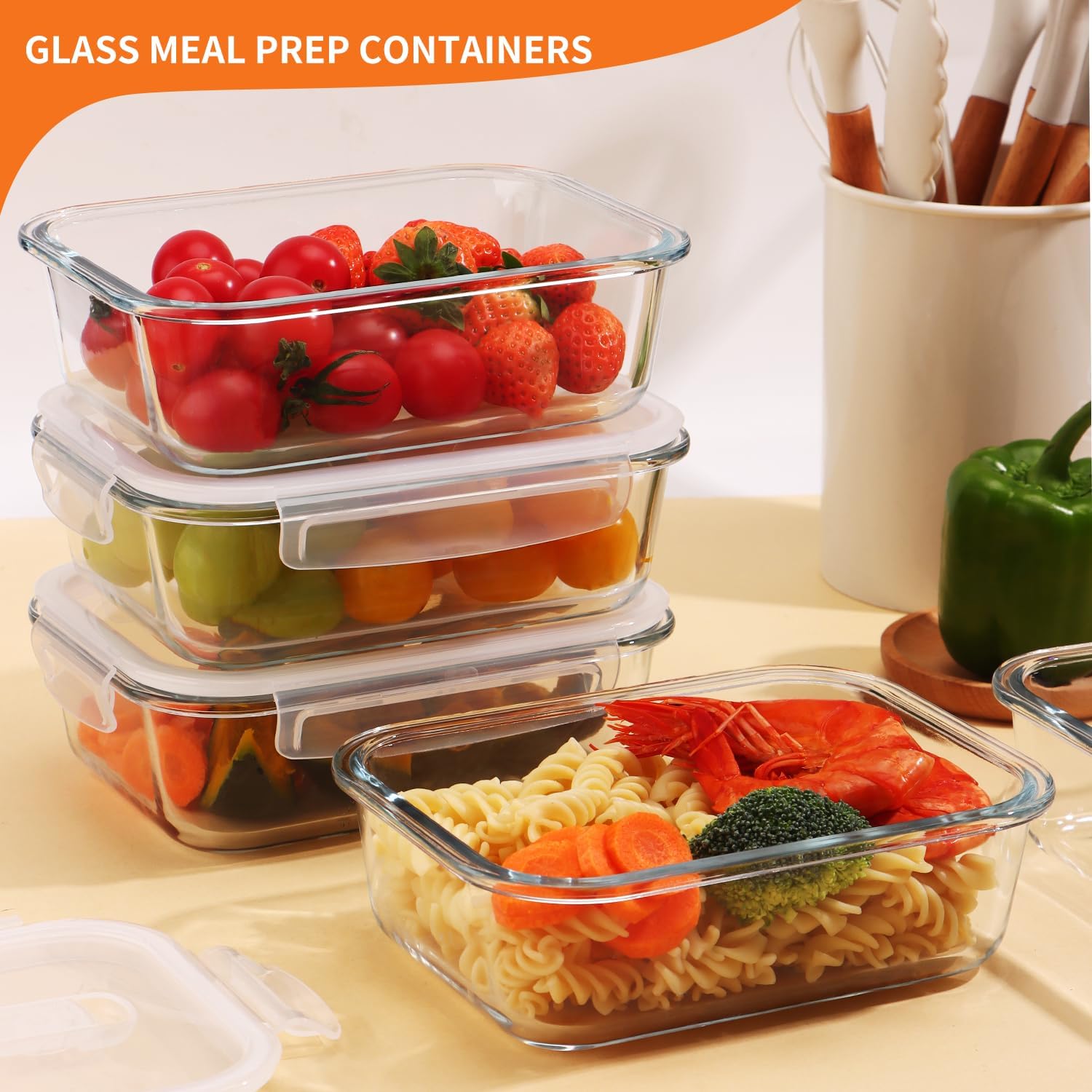 Glass Food Containers Set with Airtight Lids