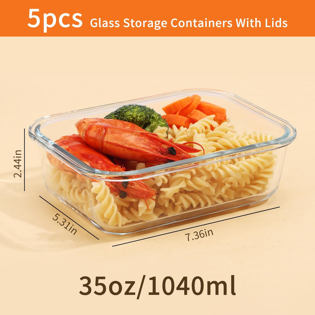 Glass Food Containers Set with Airtight Lids