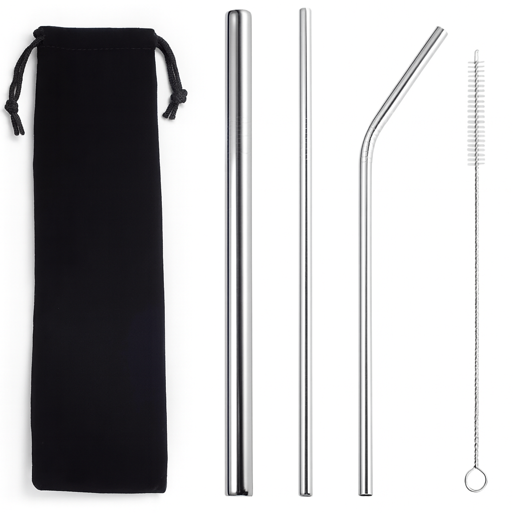 Reusable Stainless Steel Straw Set with Brush