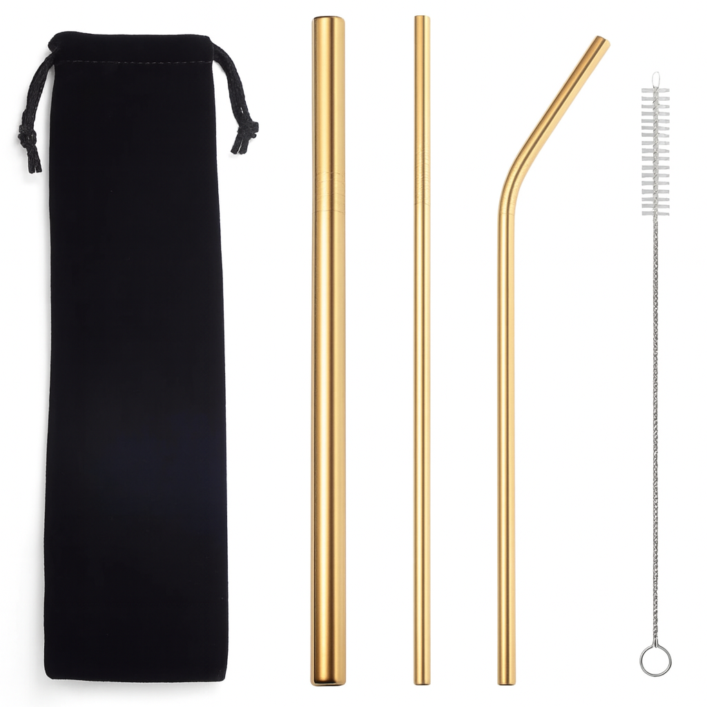 Reusable Stainless Steel Straw Set with Brush