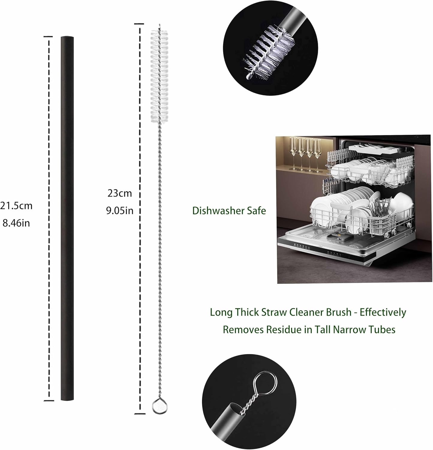 Titanium Reusable Straw Set with Silicone Tips