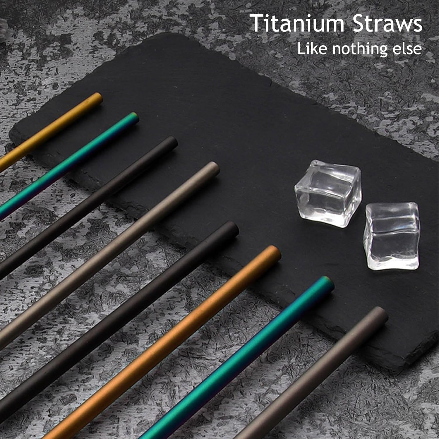Titanium Reusable Straw Set with Silicone Tips