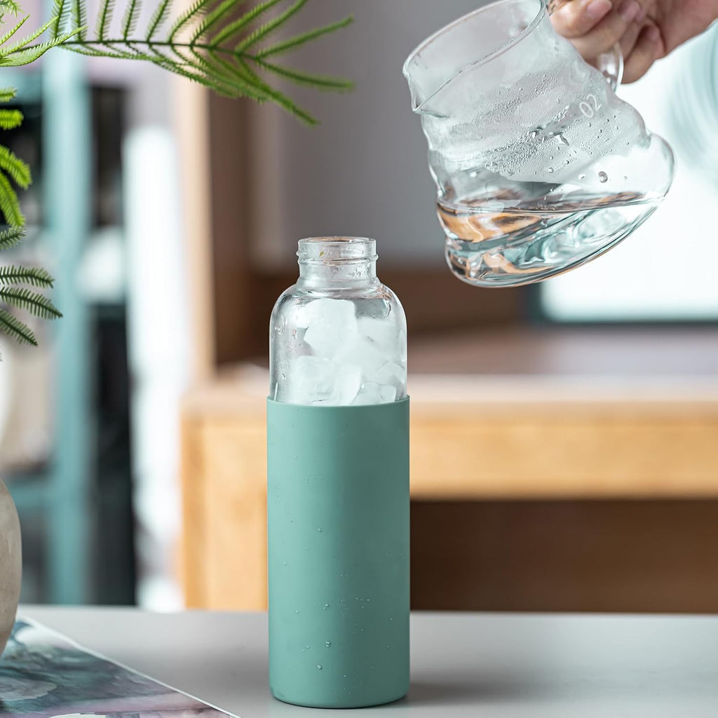 Glass Water Bottle with Bamboo Lid