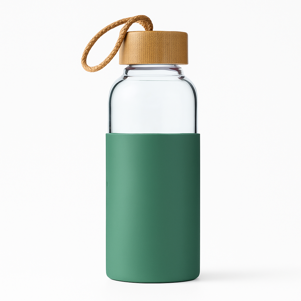 Glass Water Bottle with Bamboo Lid