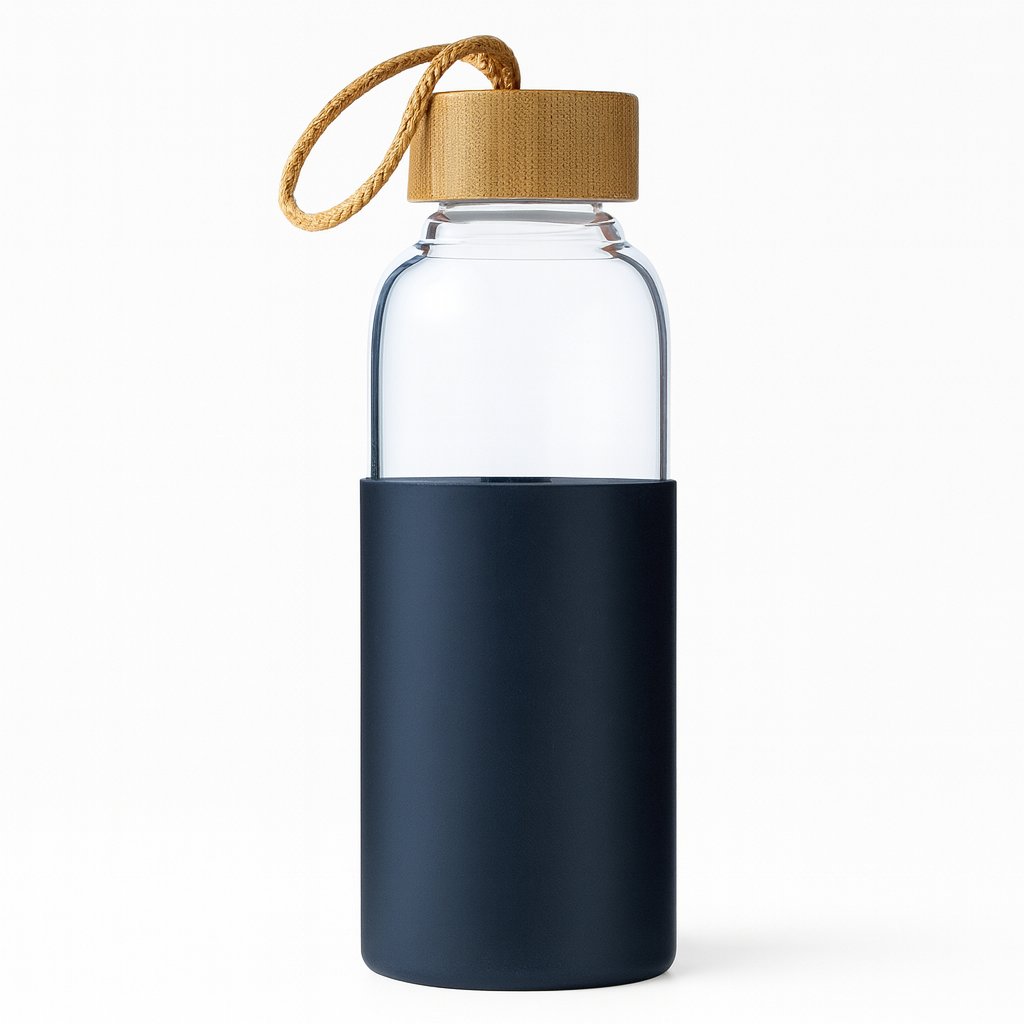 Glass Water Bottle with Bamboo Lid
