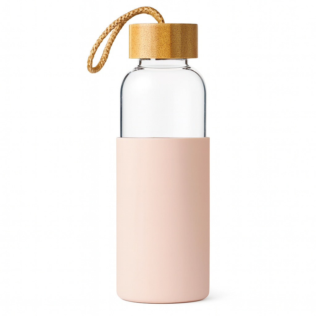 Glass Water Bottle with Bamboo Lid
